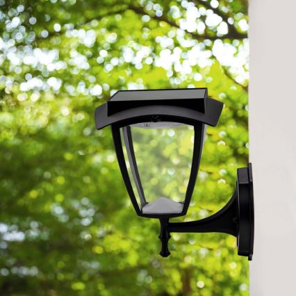 LED solcellsvägglampa LED/2W/3,7V 3000/6000K IP65 2200 mAh svart