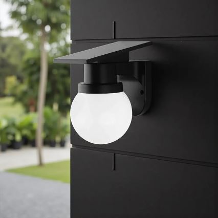 LED solcellsdriven vägglampa LED/3,7V 3000/4000/6400K IP54 1800 mAh svart + fjärrkontroll