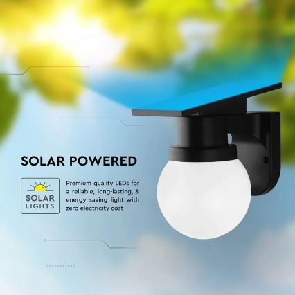 LED solcellsdriven vägglampa LED/3,7V 3000/4000/6400K IP54 1800 mAh svart + fjärrkontroll