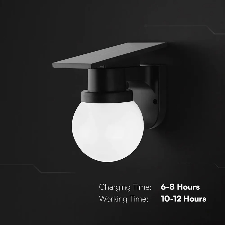LED solcellsdriven vägglampa LED/3,7V 3000/4000/6400K IP54 1800 mAh svart + fjärrkontroll