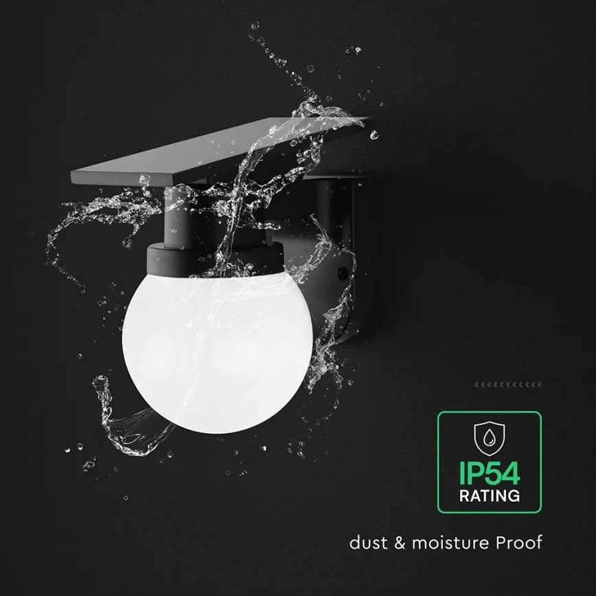 LED solcellsdriven vägglampa LED/3,7V 3000/4000/6400K IP54 1800 mAh svart + fjärrkontroll