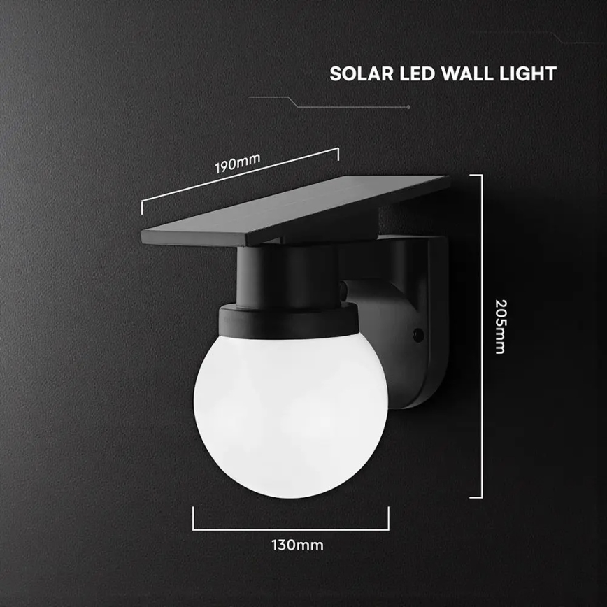 LED solcellsdriven vägglampa LED/3,7V 3000/4000/6400K IP54 1800 mAh svart + fjärrkontroll