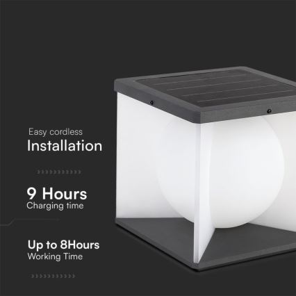 LED Dimbart solcellsvägglampa LED/8W/3,7V IP65 3000K 5200 mAh + fjärrkontroll