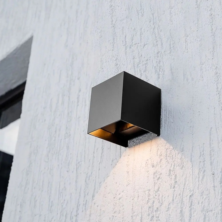 LED solcellsvägglampa med sensor, LED 9W/3,7V, 3000/4000/5000K, IP65, 2600 mAh, svart