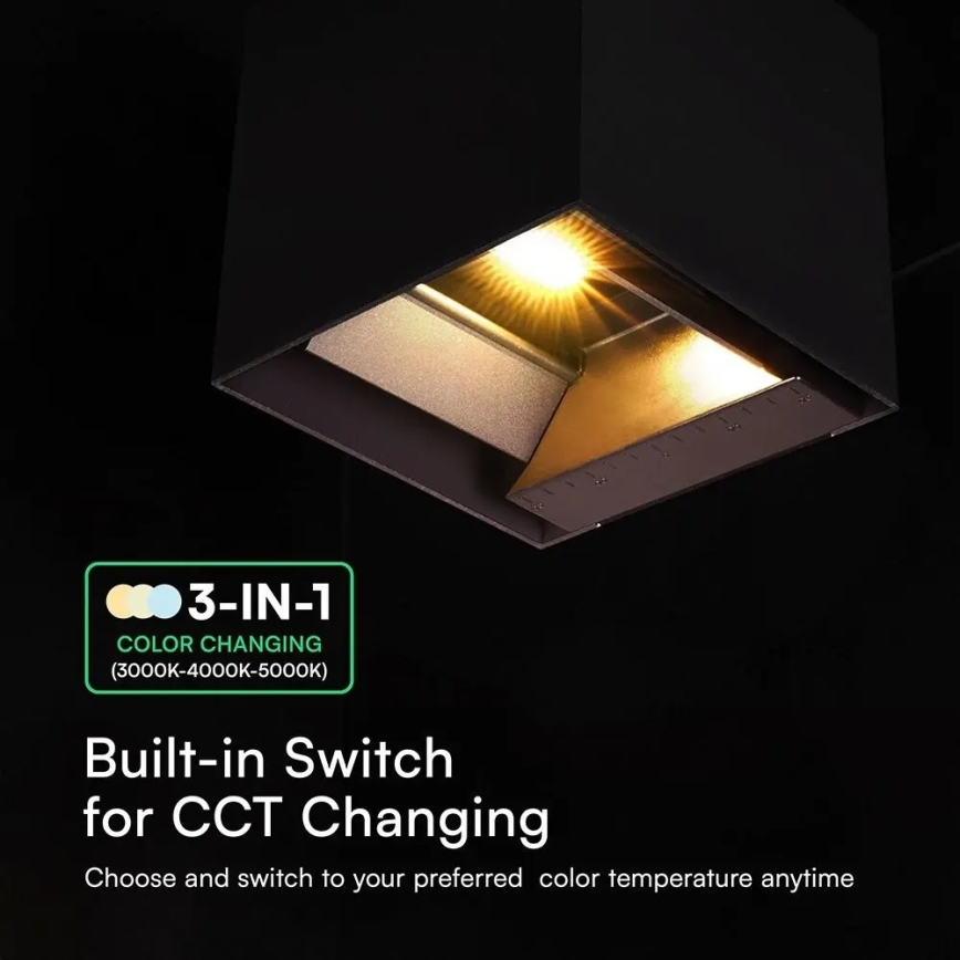 LED solcellsvägglampa med sensor, LED 9W/3,7V, 3000/4000/5000K, IP65, 2600 mAh, svart
