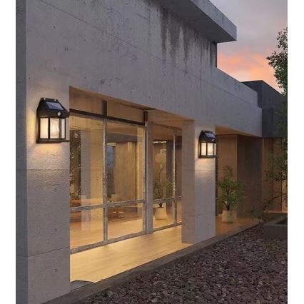 LED Solcellsvägglampa med sensor LANTER LED/1W/3,7V 1200 mAh IP44 svart