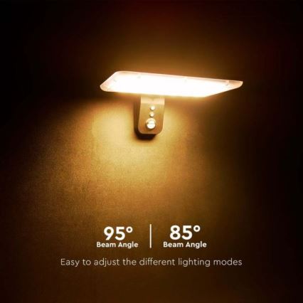 LED solcellsvägglampa med sensor LED/15W/3,2V 4000K/6000K IP65 6000 mAh svart