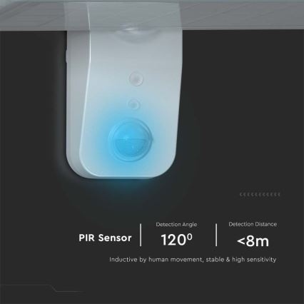 LED solcellsvägglampa med sensor LED/15W/3,2V 4000K/6000K IP65 6000 mAh vit