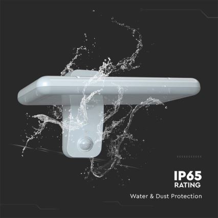 LED solcellsvägglampa med sensor LED/15W/3,2V 4000K/6000K IP65 6000 mAh vit