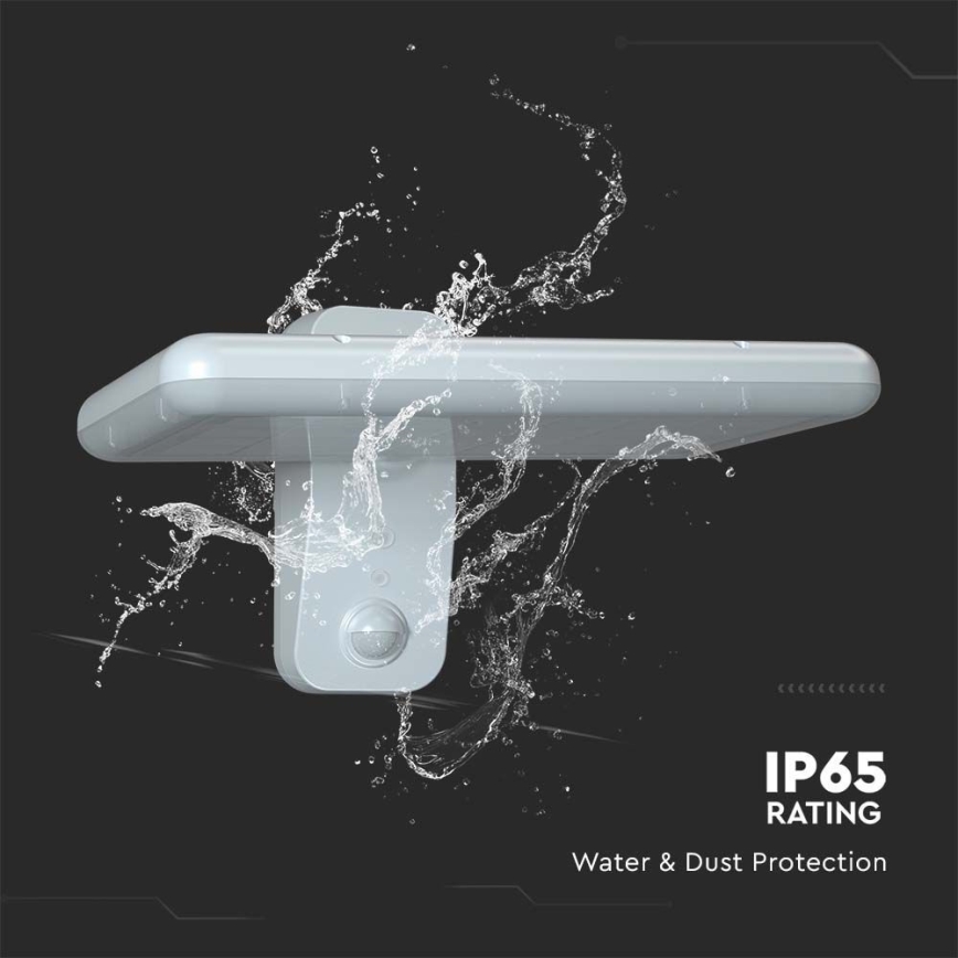 LED solcellsvägglampa med sensor LED/15W/3,2V 4000K/6000K IP65 6000 mAh vit