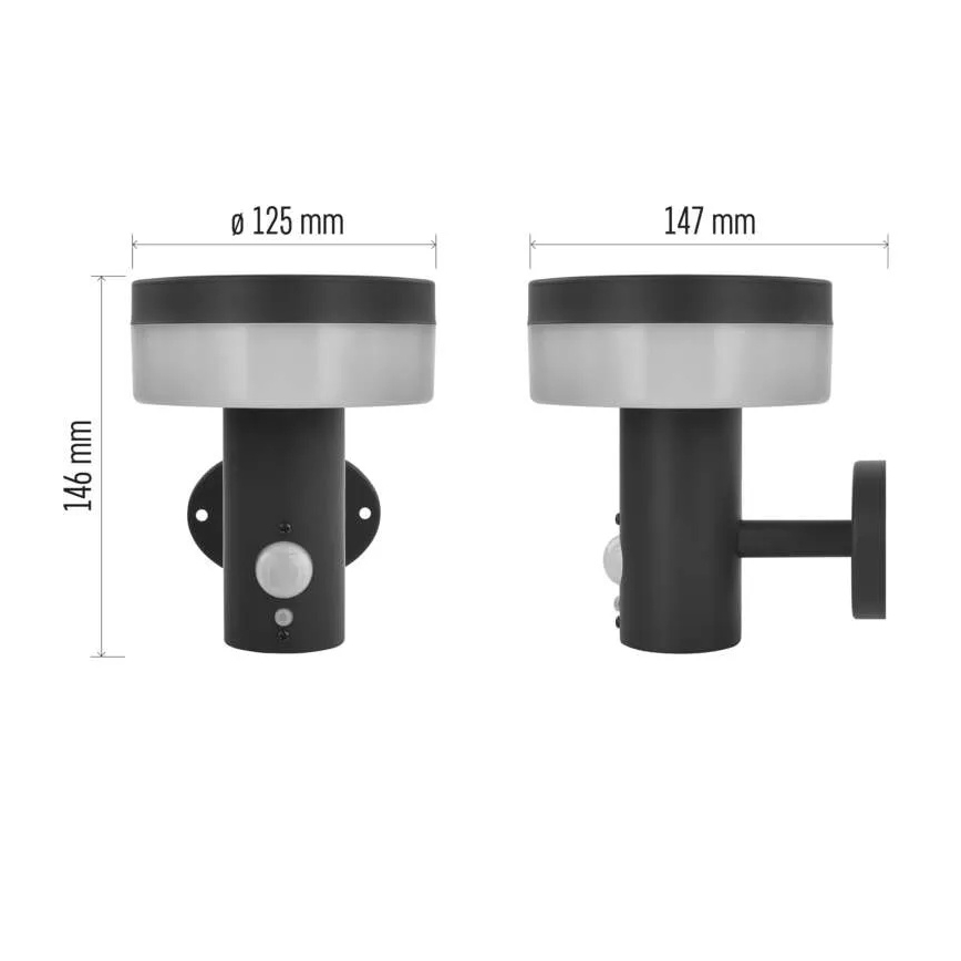 LED solcellsvägglampa med sensor LED/2W/3,7V 1200 mAh IP44