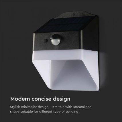 LED Solcellsvägglampa med sensor LED/2W/3,7V 4000K IP65 1200 mAh