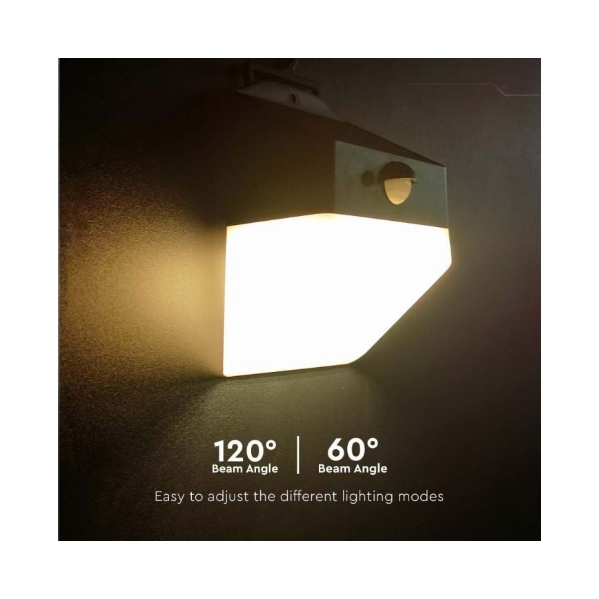 LED Solcellsvägglampa med sensor LED/2W/3,7V 4000K IP65 1200 mAh