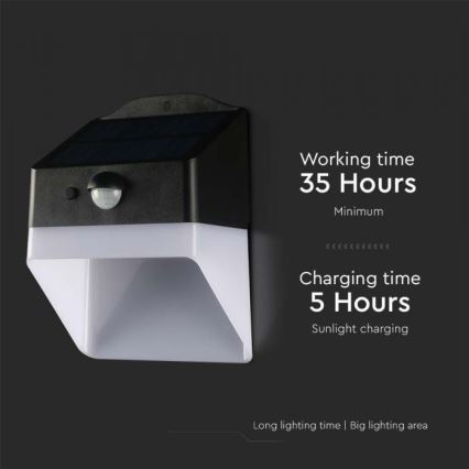 LED Solcellsvägglampa med sensor LED/2W/3,7V 4000K IP65 1200 mAh