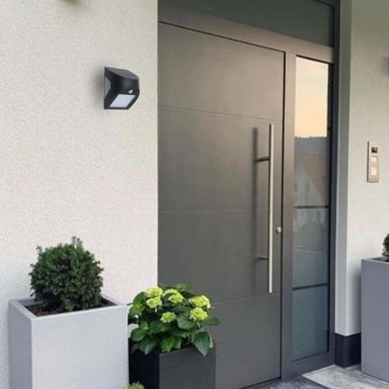 LED solcellsvägglampa med sensor LED/3W/3,7V 3000/4000K 1200 mAh IP54 svart