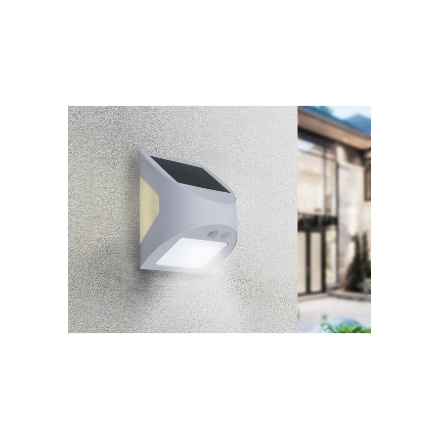 LED solcellsdriven vägglampa med sensor LED/3W/3,7V 3000/4000K 1200 mAh IP54 vit
