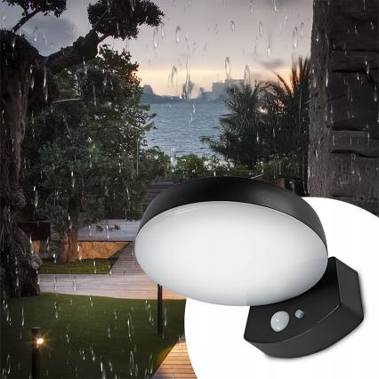 LED dimbar solcellsdriven vägglampa med sensor LED/3W/3,7V 1800 mAh IP54 svart
