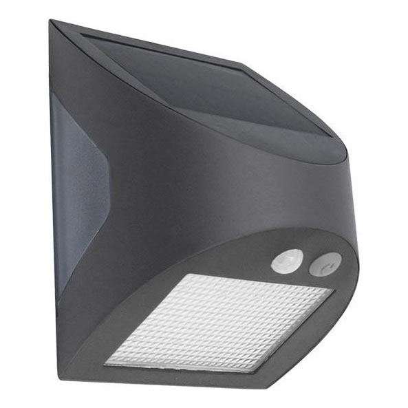 LED-solcellsvägglampa med sensor LED/3W/3,7V 3000/4000K 1200 mAh IP54 antracit