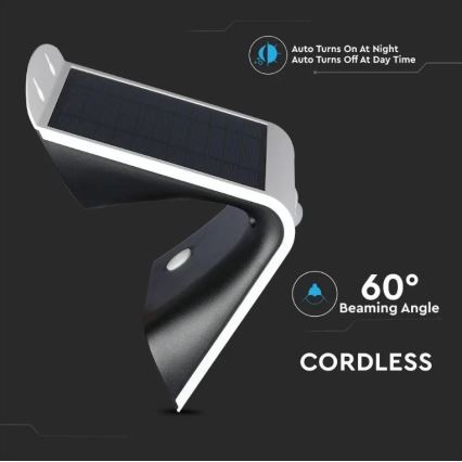 LED solcellsvägglampa med sensor LED/3W/3,7V 3000/4000K IP65 2000 mAh vit