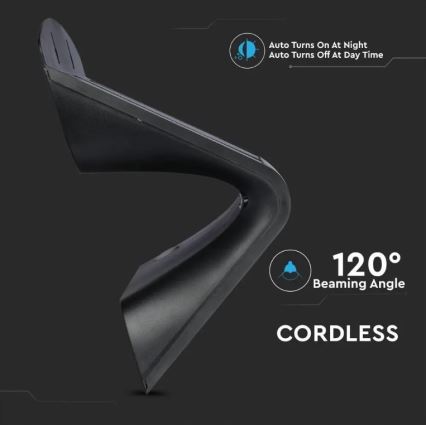 LED solcellsvägglampa med sensor LED/7W/3,7V 4000K IP65 4000 mAh svart