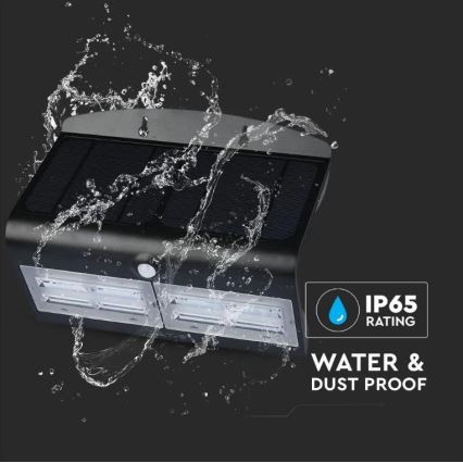 LED solcellsvägglampa med sensor LED/7W/3,7V 4000K IP65 4000 mAh svart