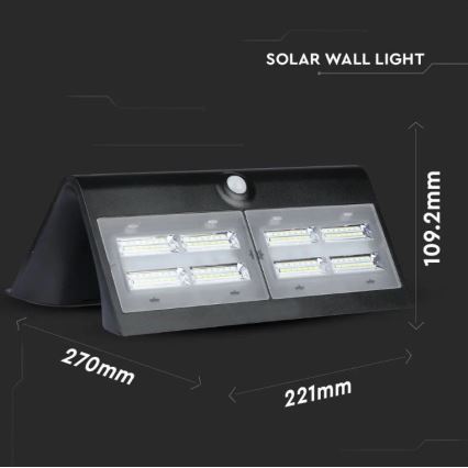 LED solcellsvägglampa med sensor LED/7W/3,7V 4000K IP65 4000 mAh svart