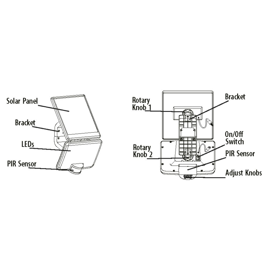 LED solcellsvägglampa med sensor LED/8W/3,7V 2000 mAh IP54