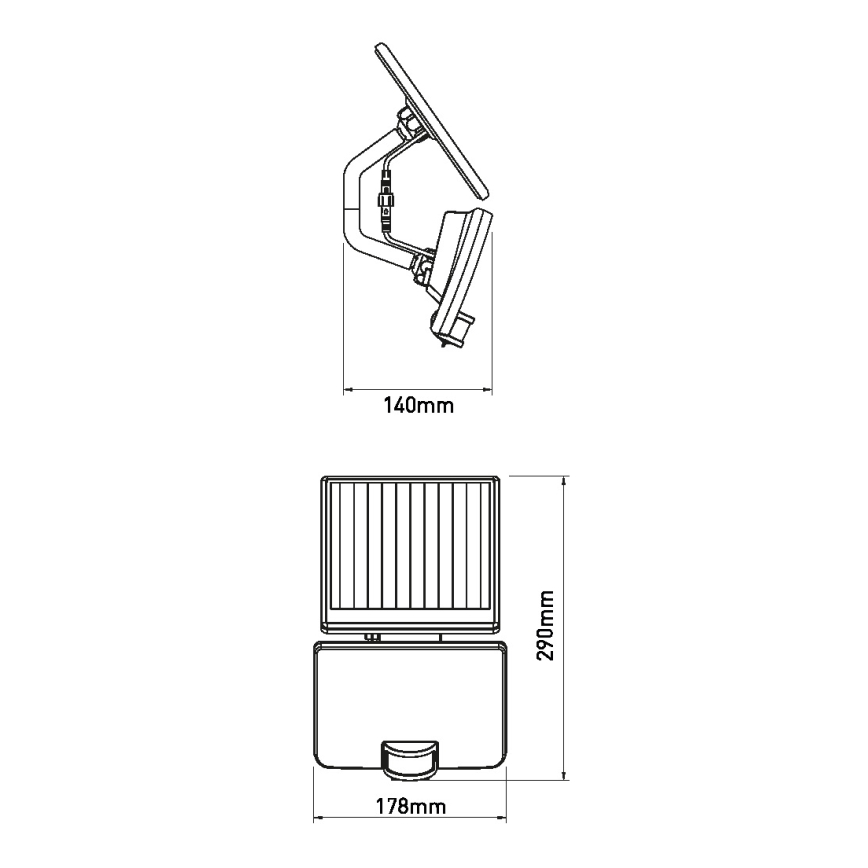 LED solcellsvägglampa med sensor LED/8W/3,7V 2000 mAh IP54