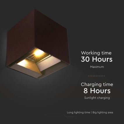 LED solcellsvägglampa med sensor LED/9W/3,7V 3000/4000/5000K 2600 mAh IP65 brun