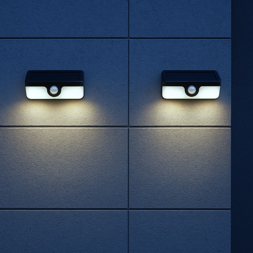 LED solcellsvägglampa med sensor LINK LED/5W/3,7V IP65 svart