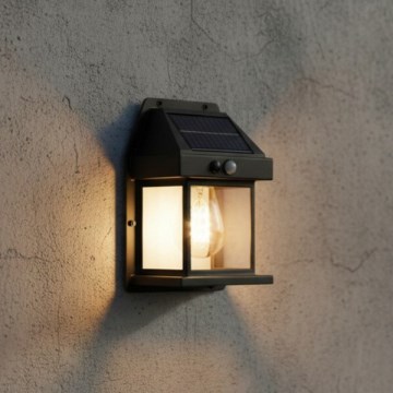 LED solcellsvägglampa med sensor OMVIA LED/3,7V 3000K IP44 1200 mAh