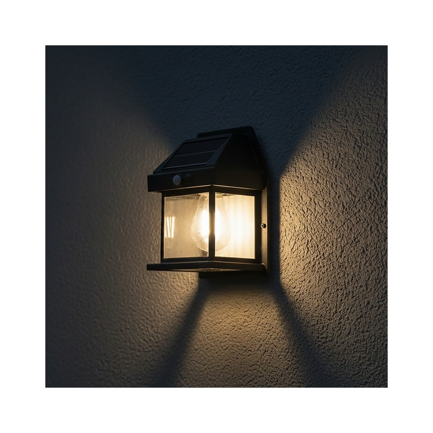 LED solcellsvägglampa med sensor OMVIA LED/3,7V 3000K IP44 1200 mAh