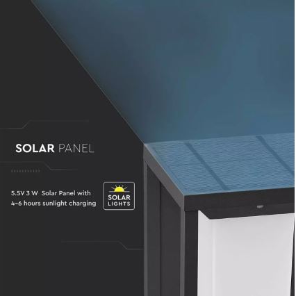 LED Solcellsvägglampa med sensor SAMSUNG CHIP LED/2W/3,7V IP65 2600 mAh