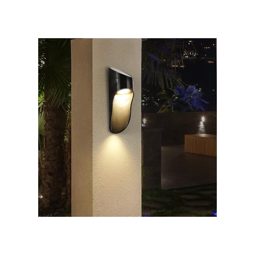 LED Solcellsvägglampa PALESA LED/1W/3,7V IP65 1800 mAh svart