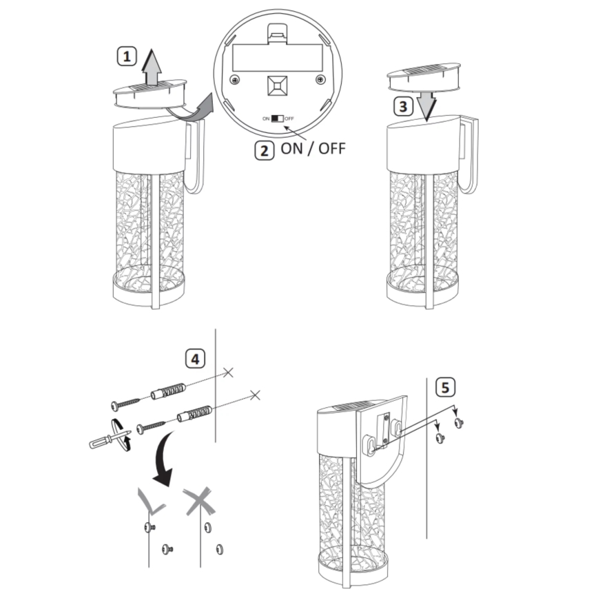 LED Solcellsvägglampa VETRO LED/1,2V 600 mAh IP44