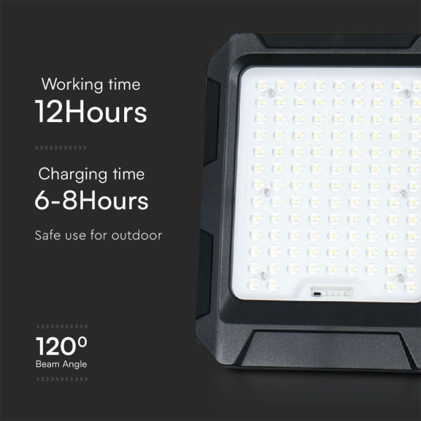 LED Solarlampa LED/10W/3,7V IP65 4000K 8000 mAh svart + fjärrkontroll