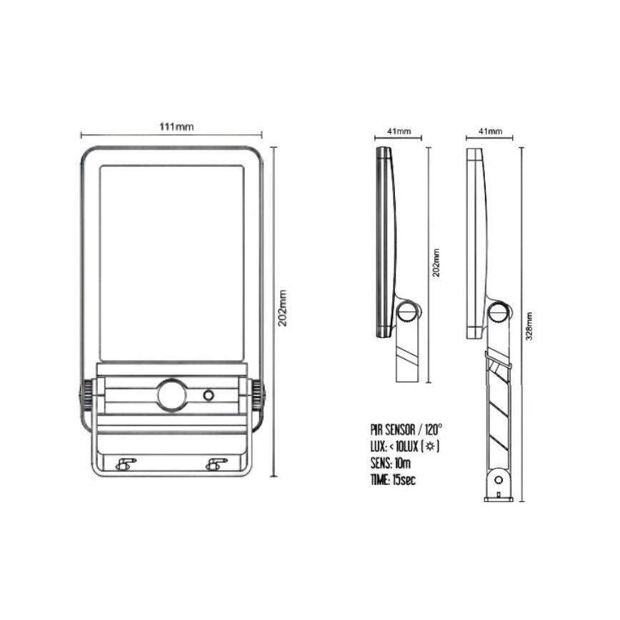 LED solcellsspot med sensor LED/5W/3,7V 4000K 1500 mAh IP54 svart