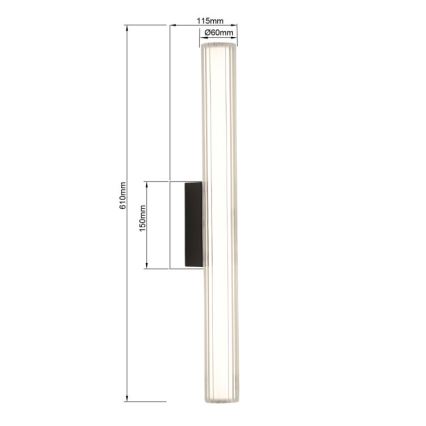 LED-belysning för badrumsspegel LINEA LED/12W/230V 3000/4000/6000K IP44 61 cm svart