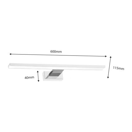 LED-spegelbelysning för badrum SHINE, 13,8 W, 230 V, 60 cm, IP44, vit/krom