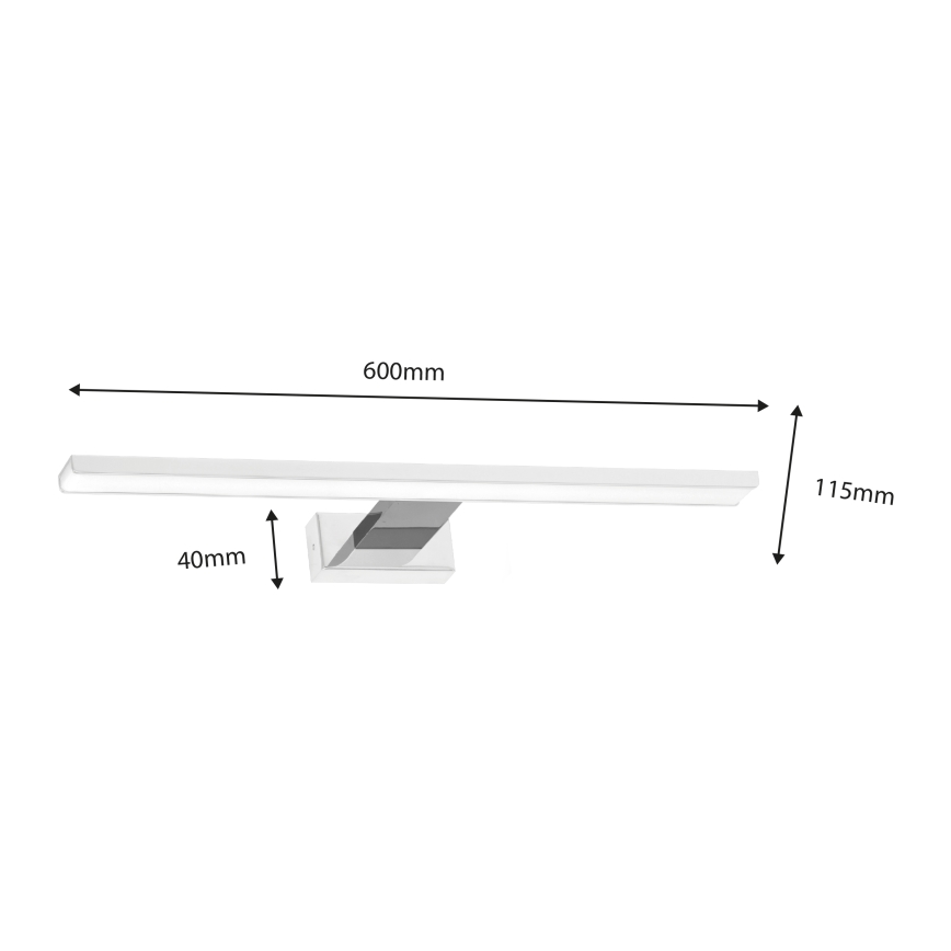 LED-spegelbelysning för badrum SHINE, 13,8 W, 230 V, 60 cm, IP44, vit/krom