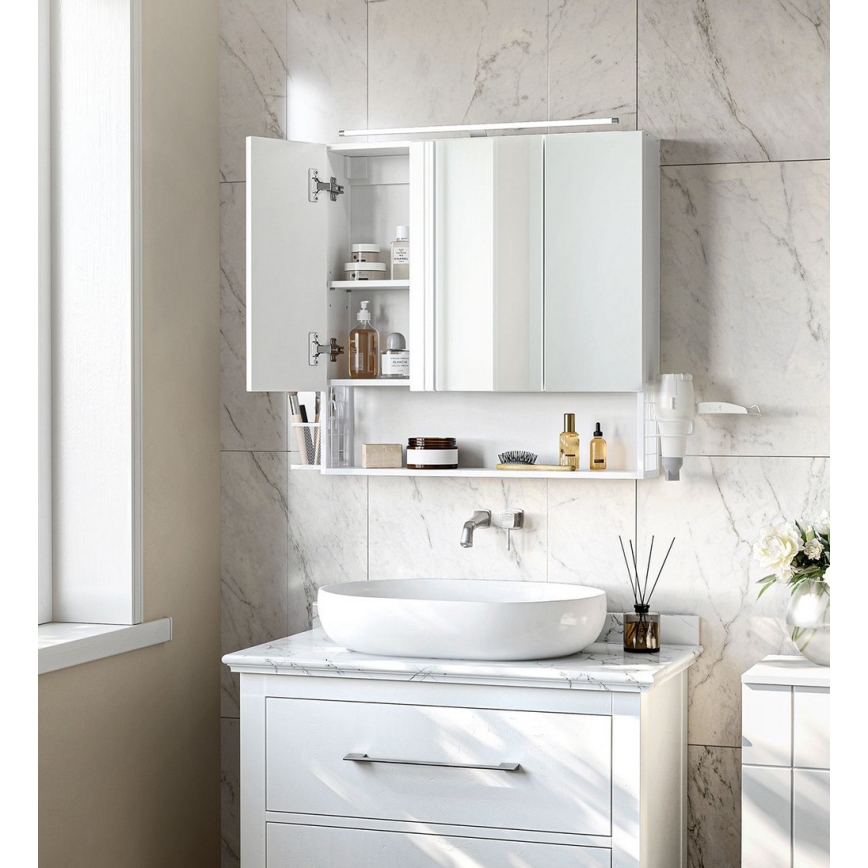 LED-spegelskåp för badrum SKY 70x70x16 cm 230V vit