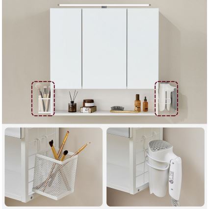 LED-spegelskåp för badrum SKY 70x70x16 cm 230V vit