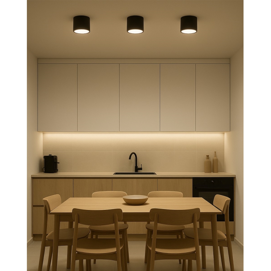 LED-spot 10 W, 230 V, 3000/4000/6400 K, Ø 12 cm, svart