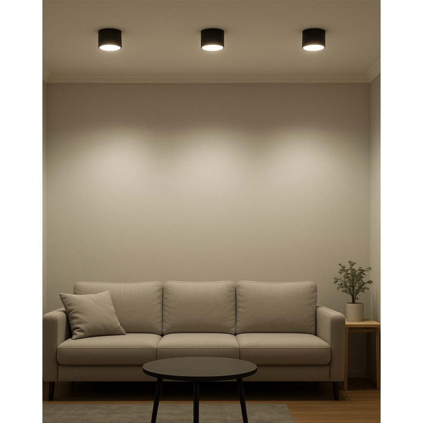 LED-spot 10 W, 230 V, 3000/4000/6400 K, Ø 12 cm, svart