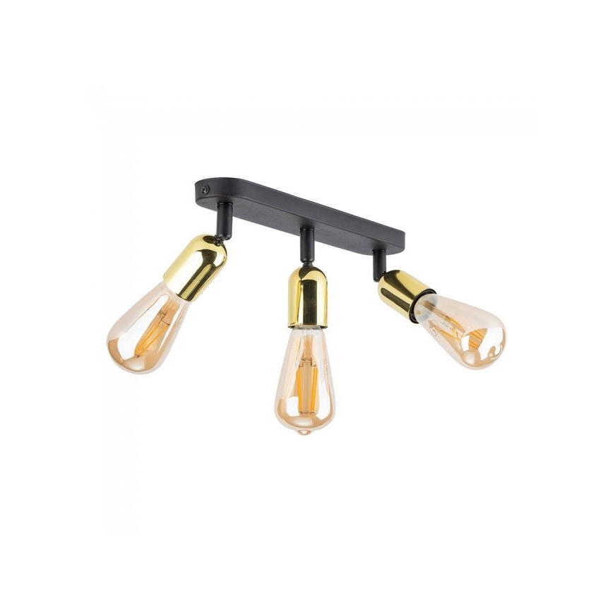 LED-spotarmatur TOP 3xE27/15W/230V svart/guld