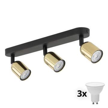 LED Spotlampa TOP 3xGU10/10W/230V svart/guld