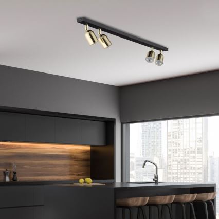 LED-spotlampa TOP 4xGU10/10W/230V svart/guld