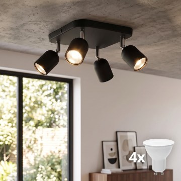 LED-spotlampa TOP 4xGU10/10W/230V svart
