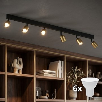 LED-spotlampa TOP 6xGU10/10W/230V guld/svart