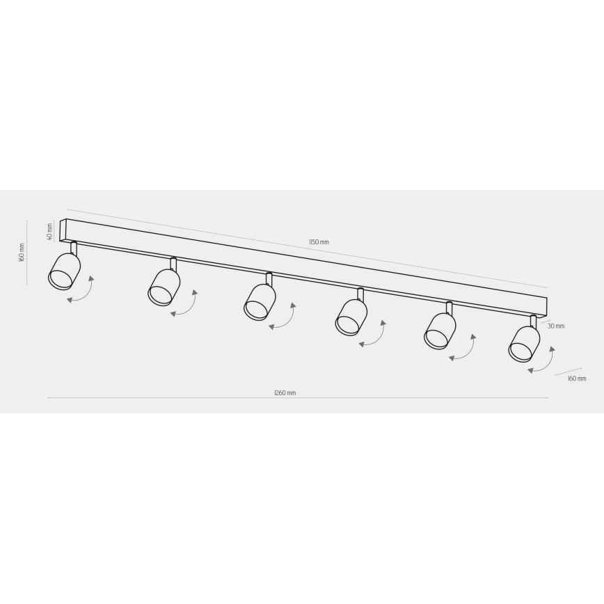 LED-spotlampa TOP 6xGU10/10W/230V guld/svart